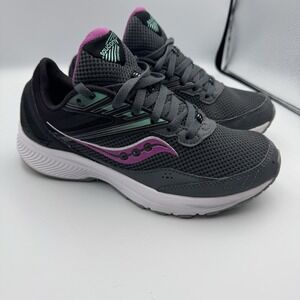 Saucony Cohesion Gray Fuchsia Teal Women Running Shoes Sz‎ 8